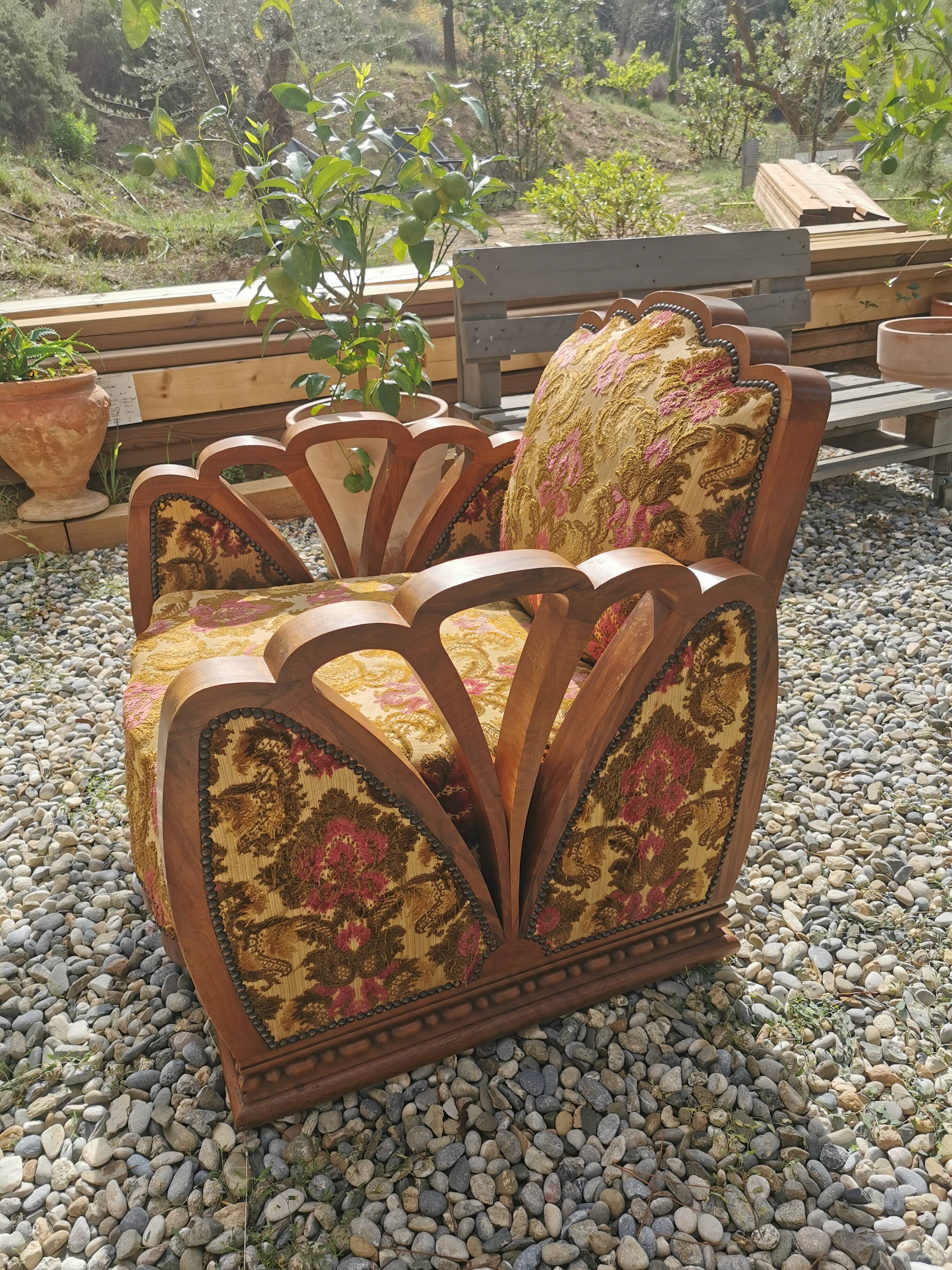 Art Deco armchair solid walnut