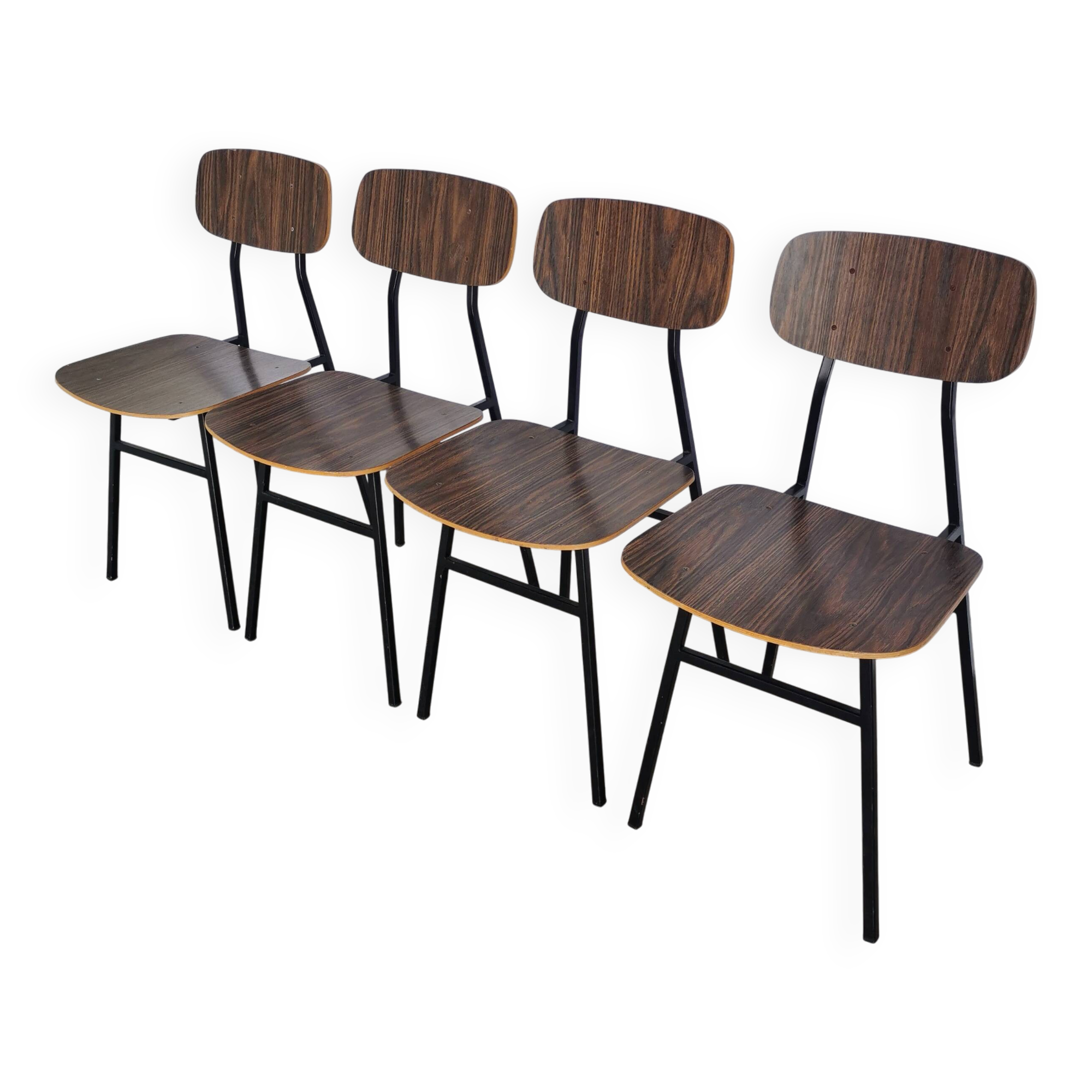 Vintage Industrial School Chairs - STOL Kamnik - 70s Yugoslavia - Set of 4