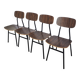Chaises d'école industrielles vintage - STOL Kamnik - Yougoslavie des années 70 - Lot de 4