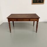 Walnut and pine drapery farmhouse table