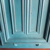 Pair Old Patinated Door Blue Aubusson Wooden Door Deco