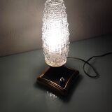 Structured tulip glass bedside lamp and laitone base / vintage 50-60s