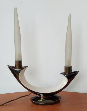 Verceram iridescent ceramic lamp France c.1960