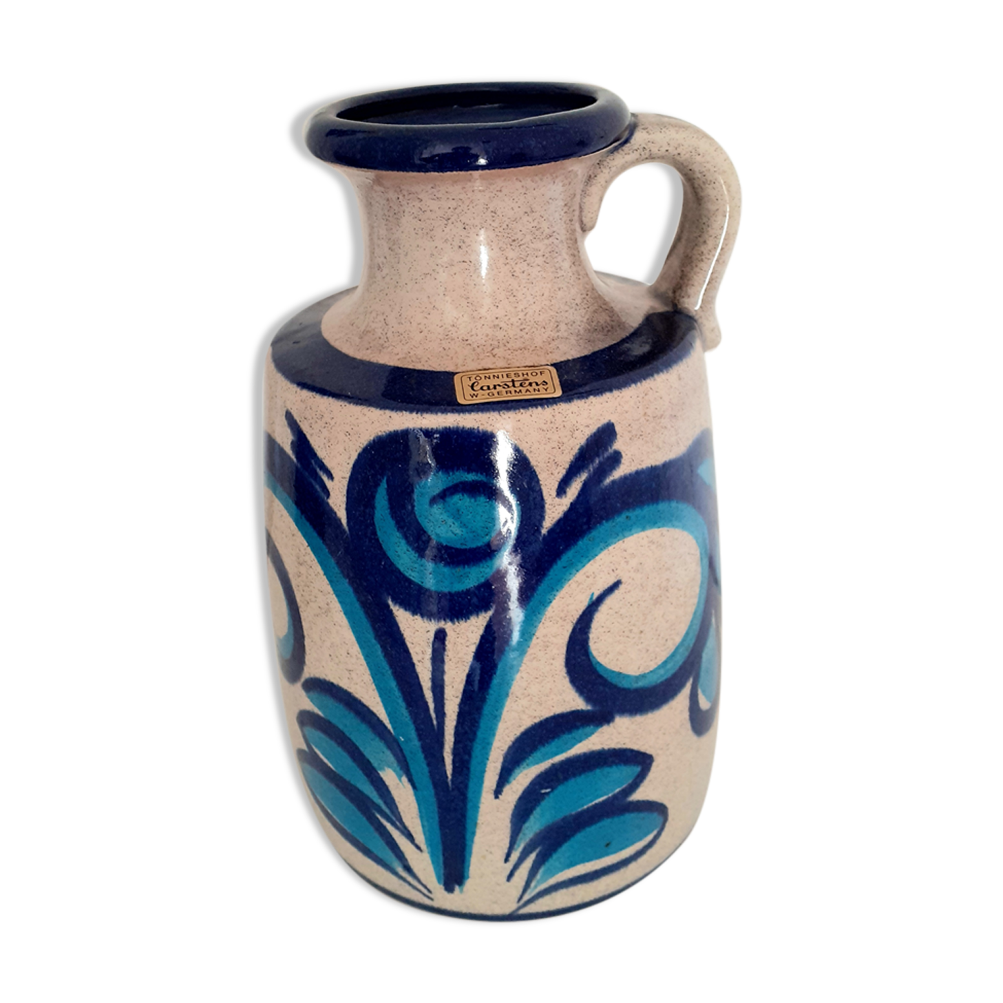 Carstens vase West Germany blue floral motifs