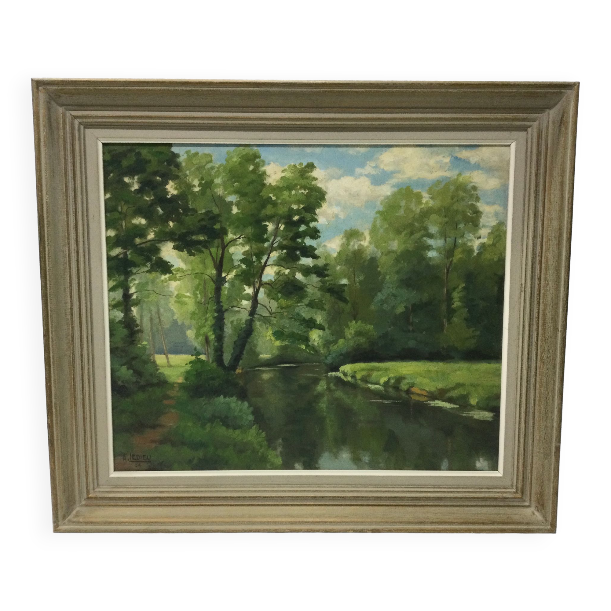 A. Ledieu – Oil on canvas "Bassin d'Hermes"