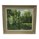 A. Ledieu – Oil on canvas "Bassin d'Hermes"