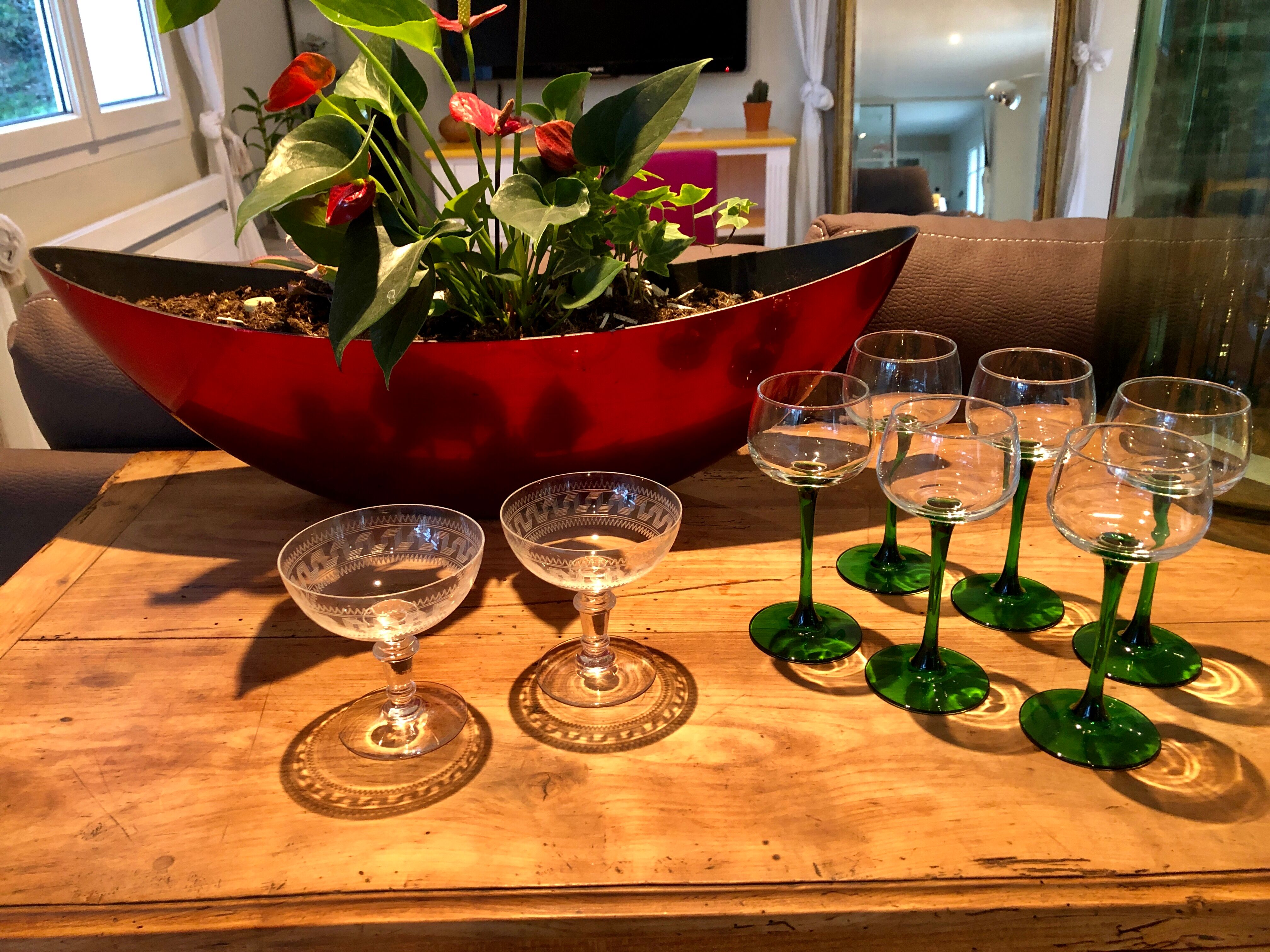 6 white wine glasses