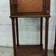 Pair of bedside old marquetry top green marble and bronze decorations