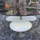 Table basse en verre fumé pied chromé des années 70