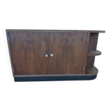 Art Deco low cabinet with two doors and shelf in walnut veneer