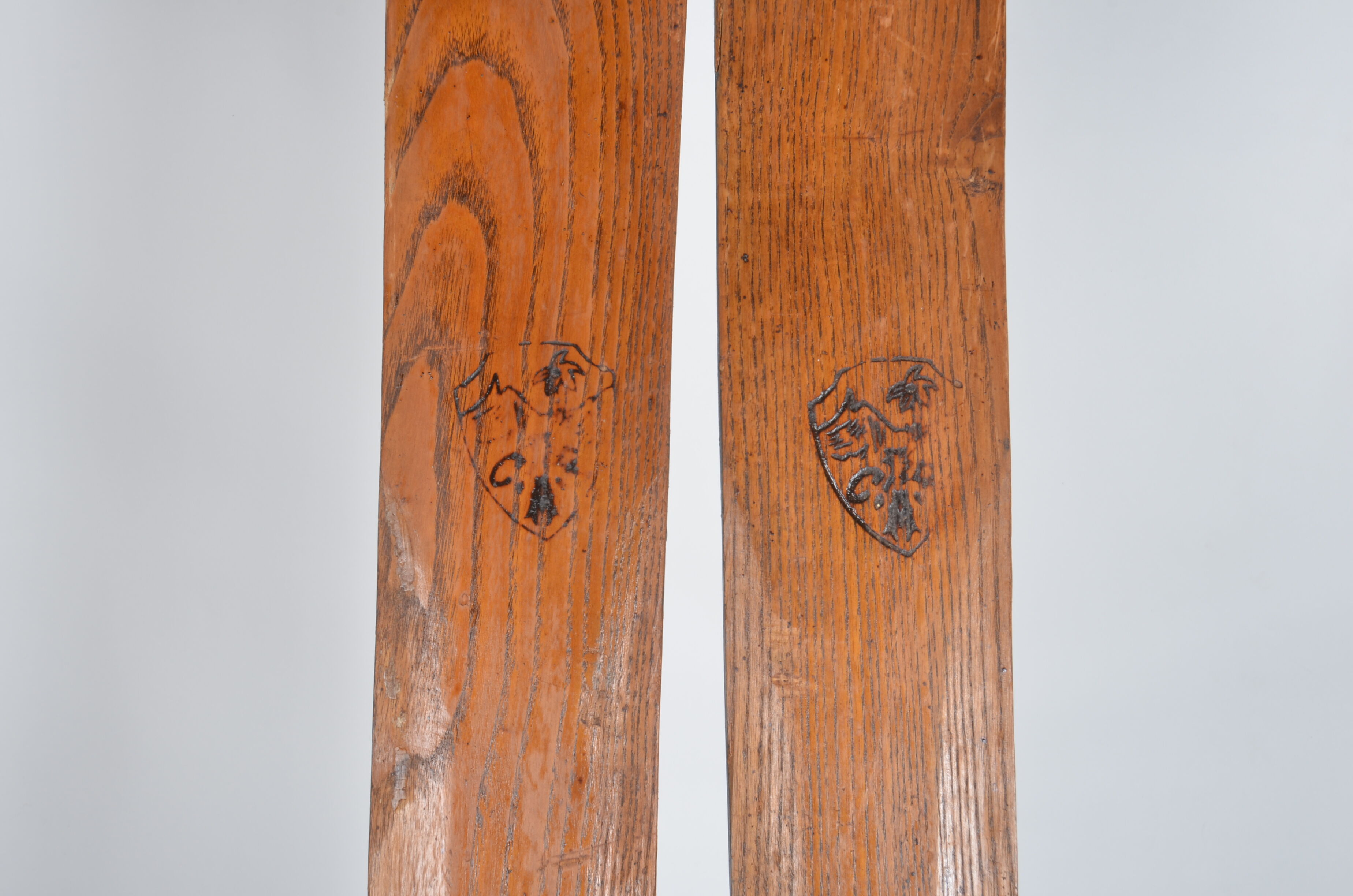 Pair of wooden skis
