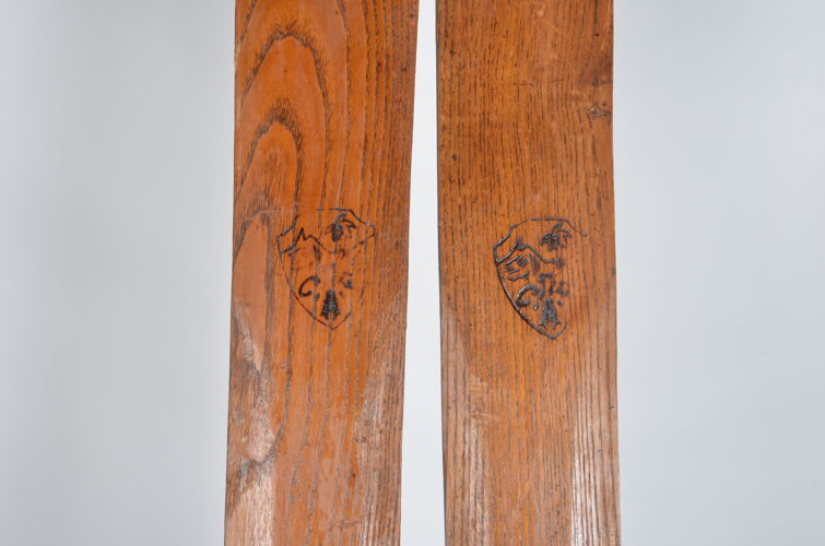 Pair of wooden skis