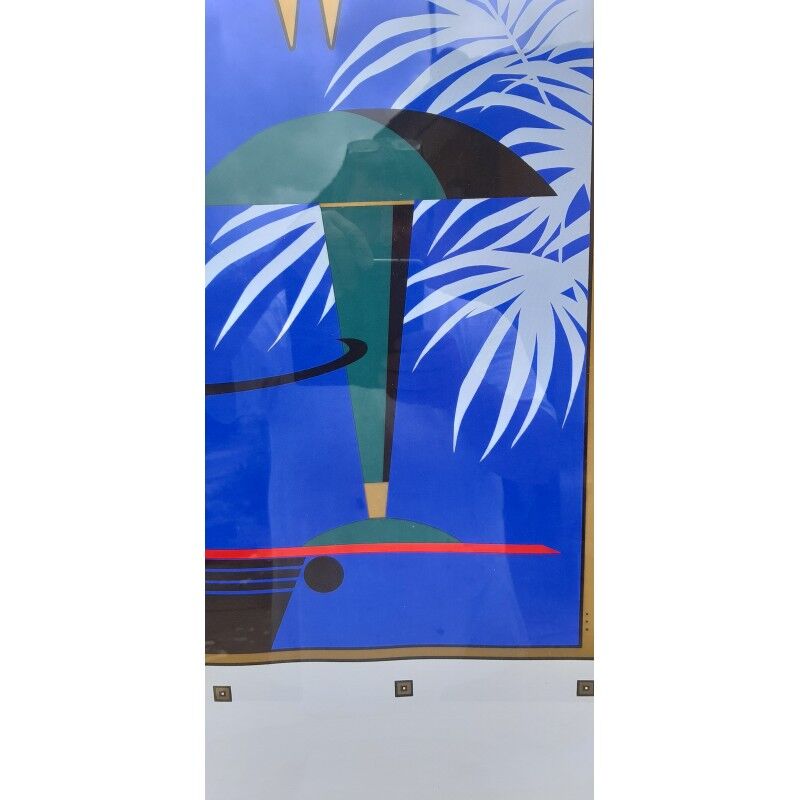 Screen-printed lithograph signed Charles Lepas 1980 Café Wien