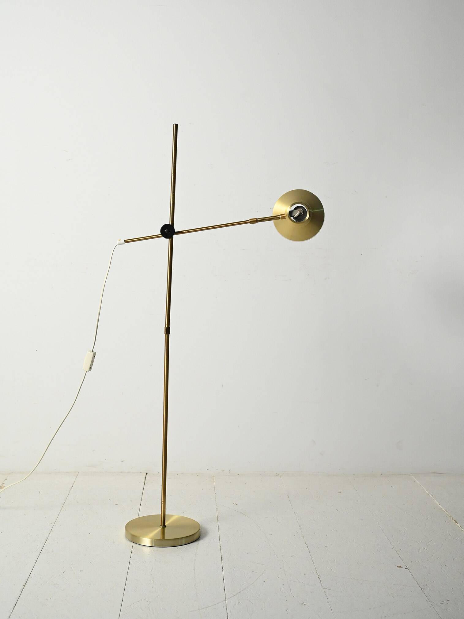 Scandinavian brass floor lamp with adjustable arm