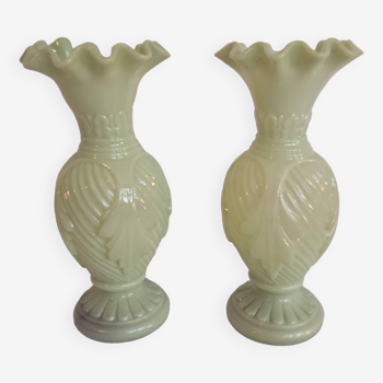 Pair of ceyladon opaline vases