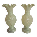 Pair of ceyladon opaline vases