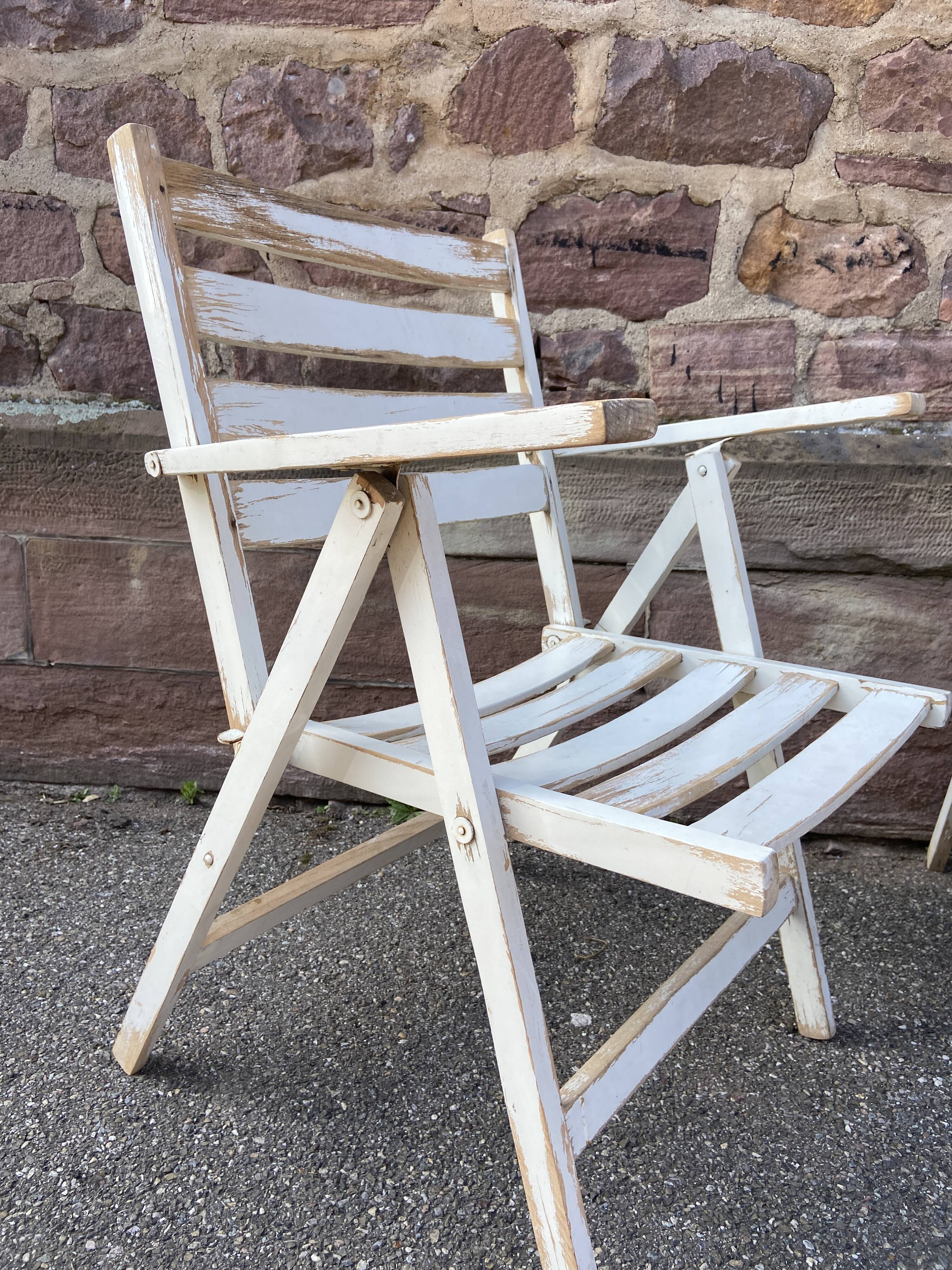 duo of folding garden armchairs brasserie cafe terrace Brasserie