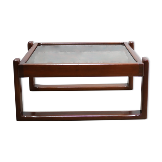 Vintage teak and glass coffee table