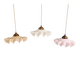 Art Deco trio of suspensions in coloured frilled opaline, 1920-30.