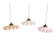 Art Deco trio of suspensions in coloured frilled opaline, 1920-30.