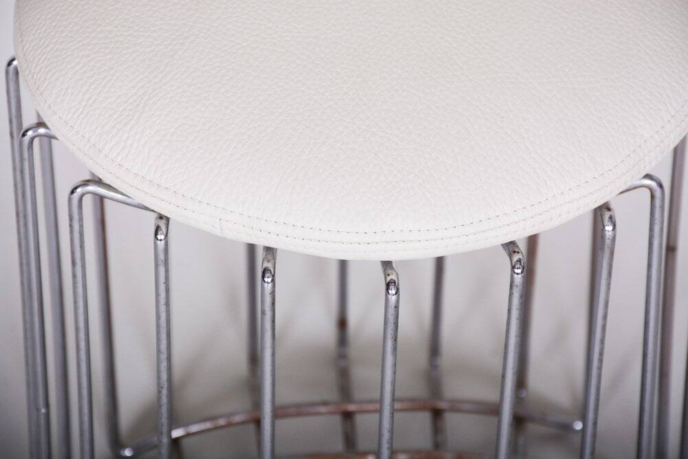 Mid-Century Round Stool in Chrome & Leather, Germany, 1960s