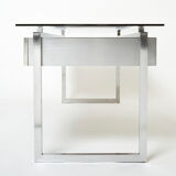 Desk stainless steel brushed gray smoked glass by Patrice Maffei for Kappa 1970