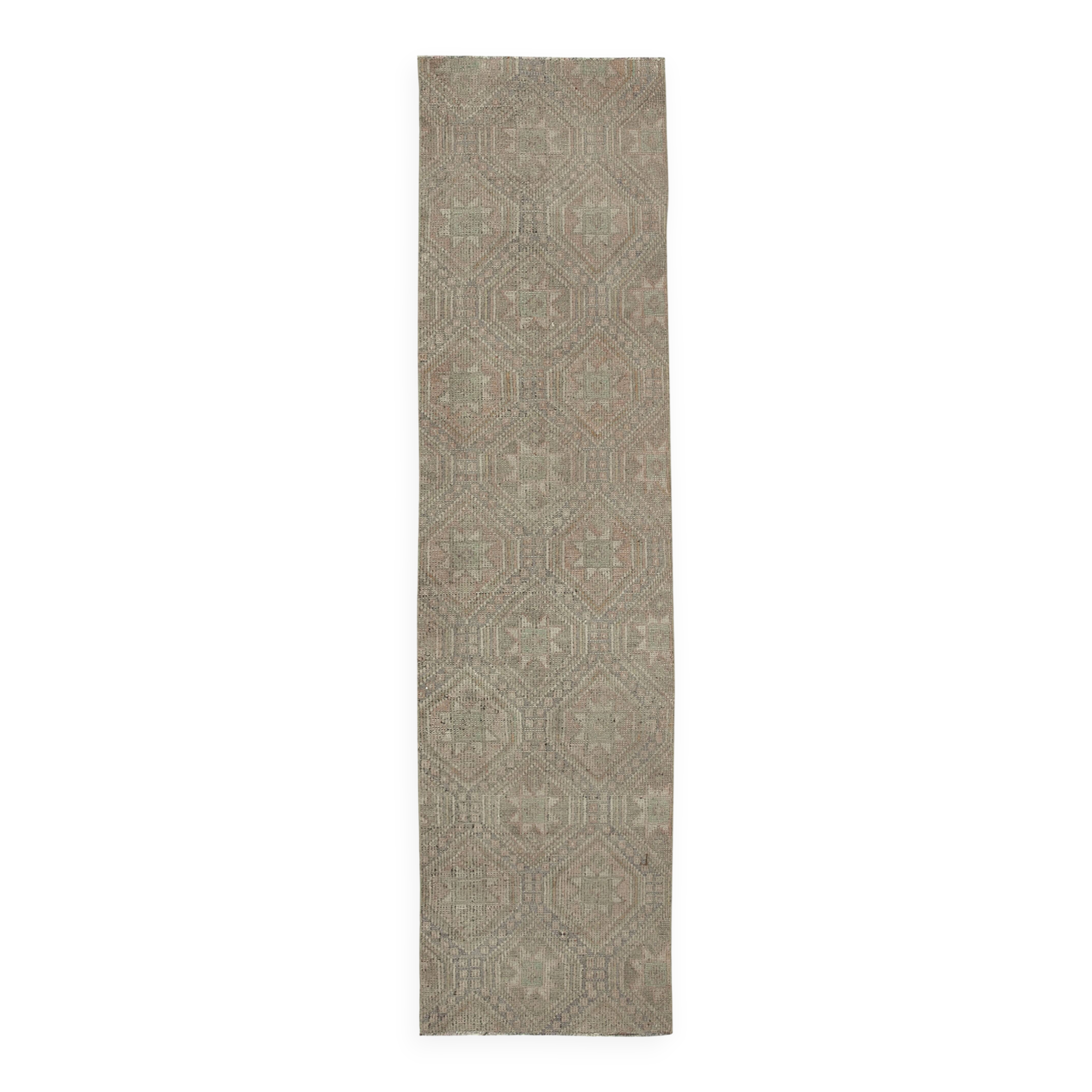 Turkish Handmade Vintage Anatolian Kilim 76 cm x 295 cm