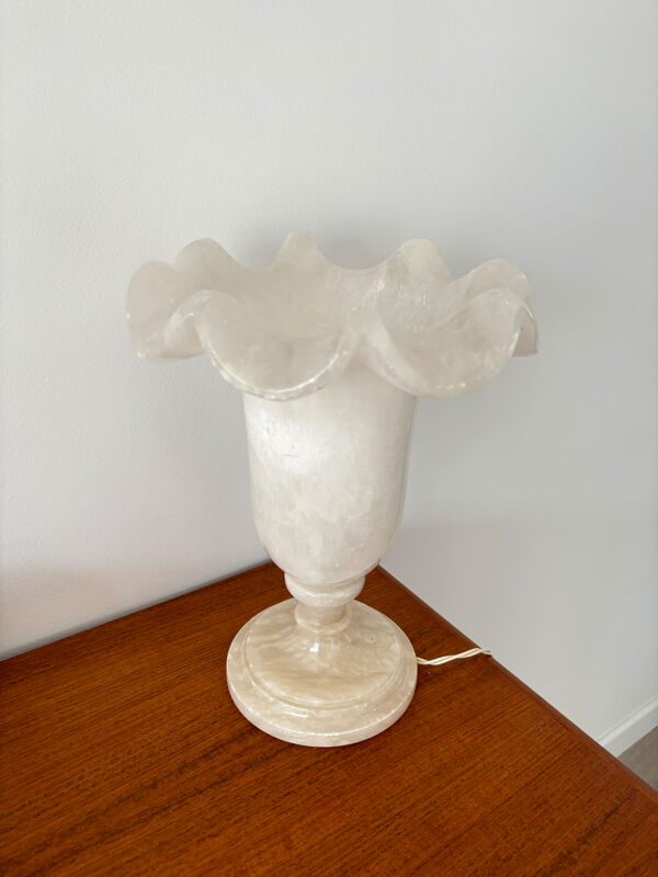Lampe de table vintage en albâtre • Lampe  en pierre naturelle • Col t