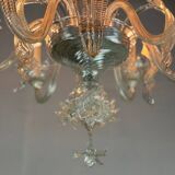 Venetian chandelier in colorless murano glass, 6 arms of light circa 1950