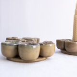 Set of 3 signed iron candle holders, or snail plates