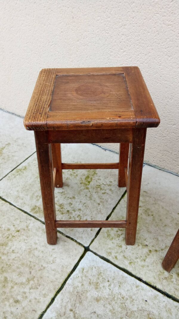 Paire tabouret en bois vintage époque reconstruction année 40 50