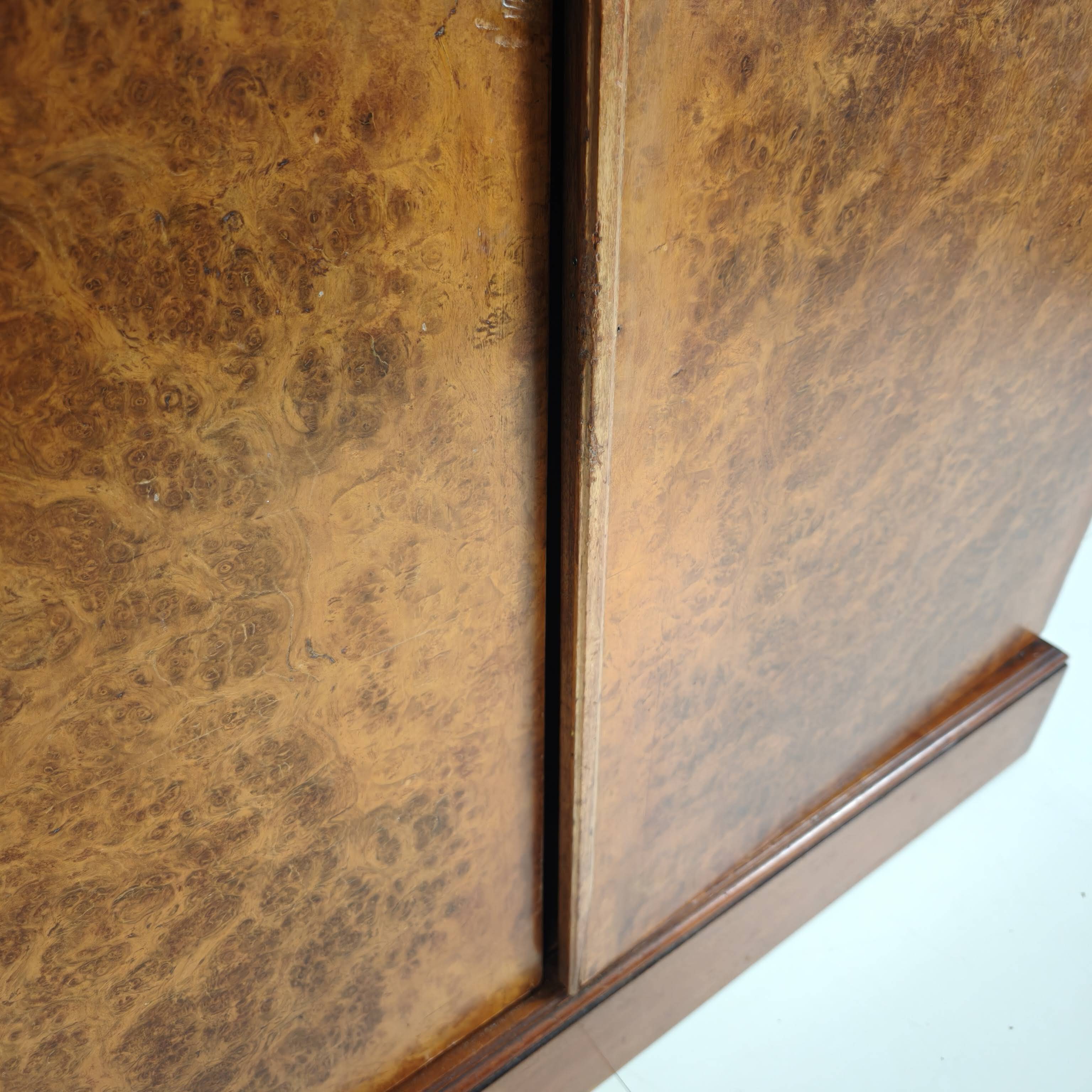 English Art Deco Light Burr Walnut Compactom Gentleman's Wardrobe