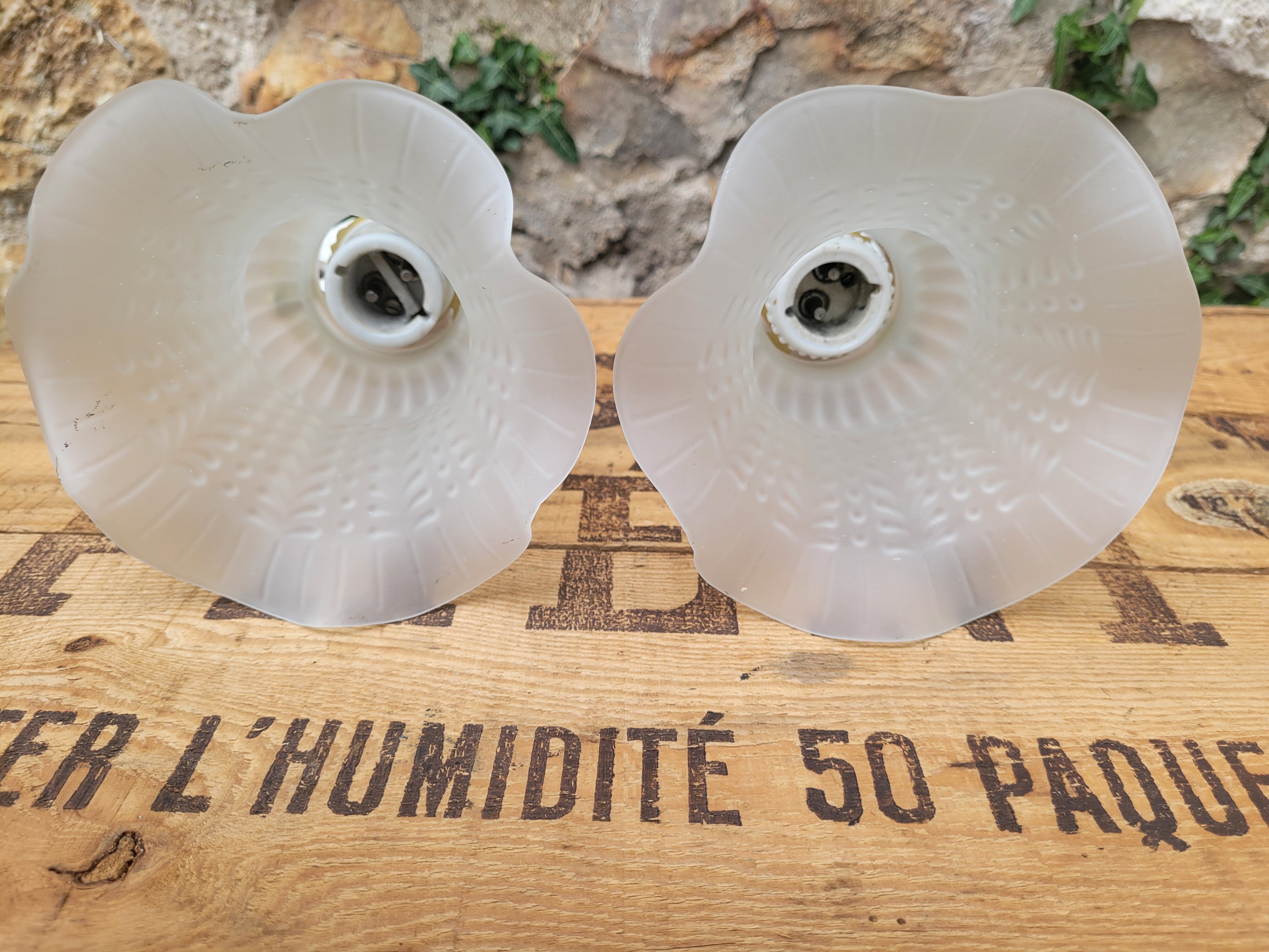 Pair of tulip and porcelain sconces