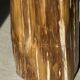 Table d'appoint en bois pétrifié orange doré et blanche ovale H46 D38 - 333