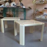 Set of 70's lacquered and gilded brass coffee tables