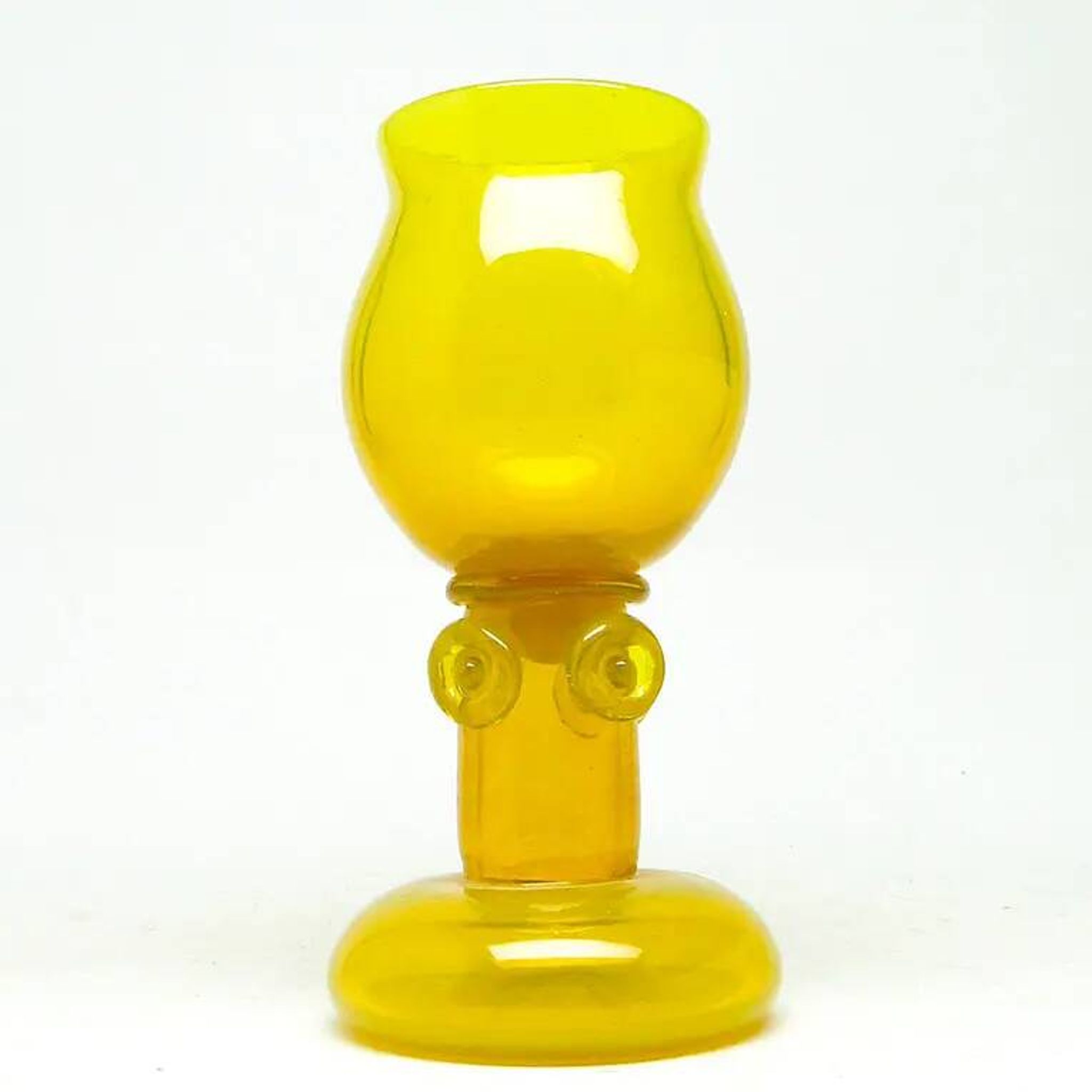Modernism vase, yellow glass, designed by J. Słuczan-Orkusz, Poland, 1970s