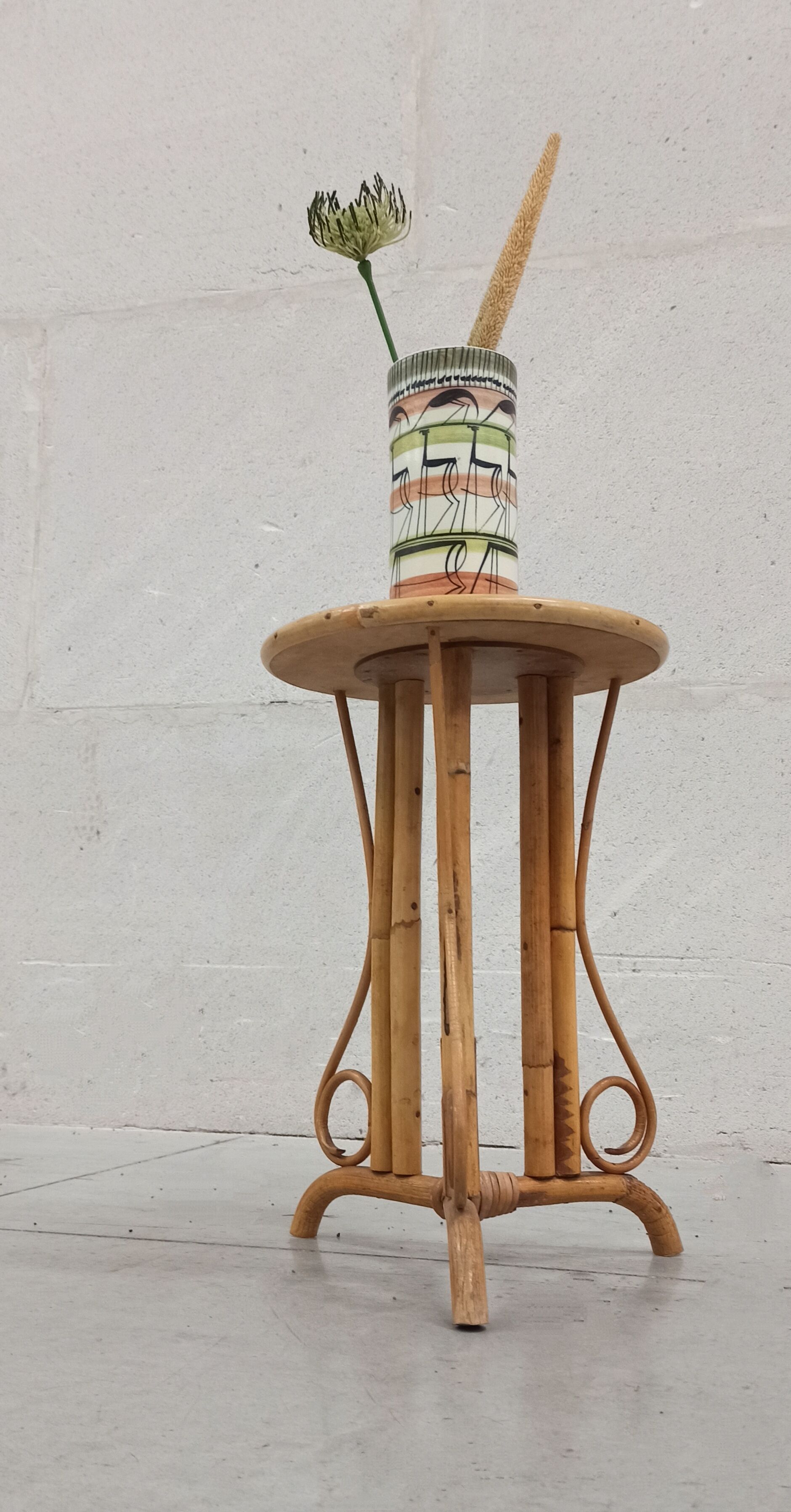 Bamboo and rattan pedestal table