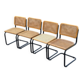 Set of 4 chairs Cesca B32 designed by Marcel Breuer design black frame