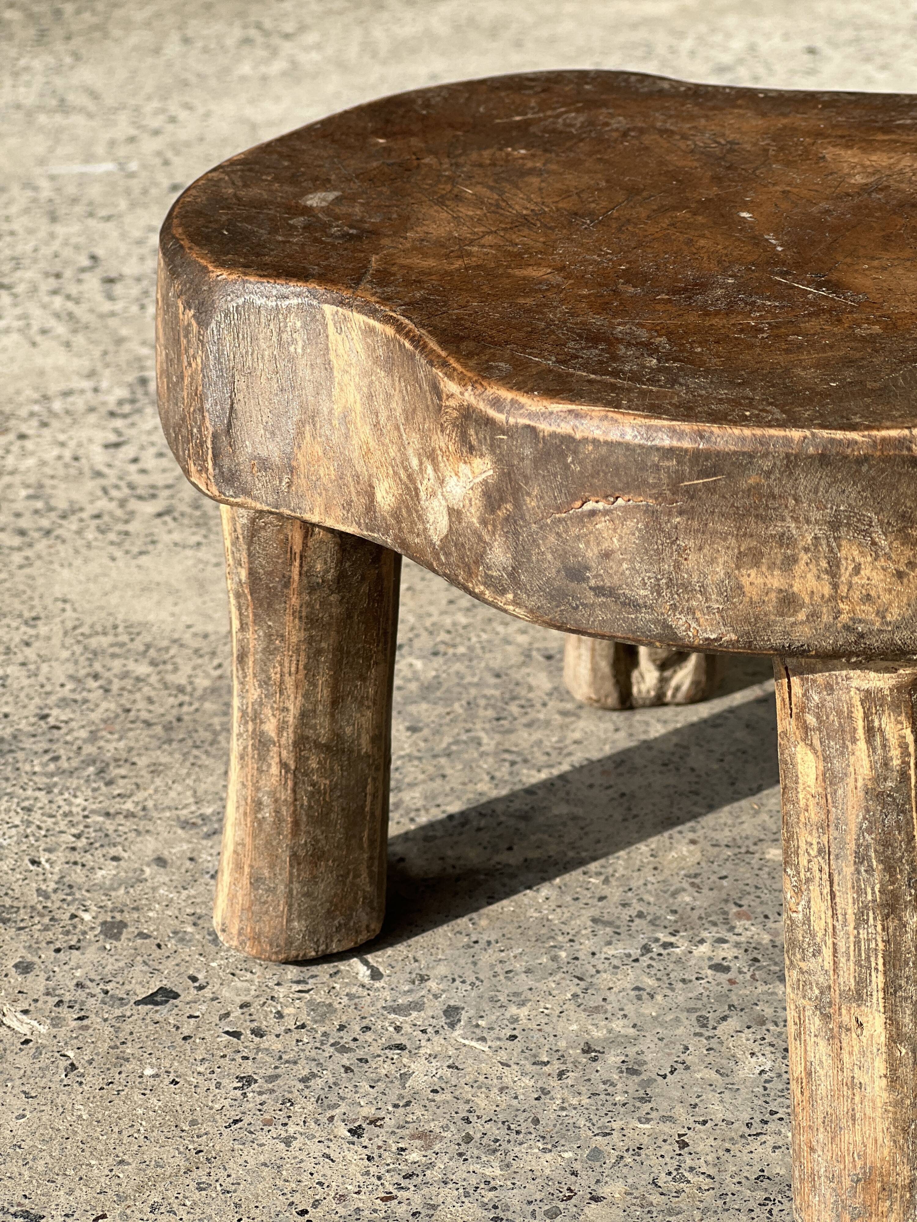 Mini low stool in upcycled old Asian teak H15 D24