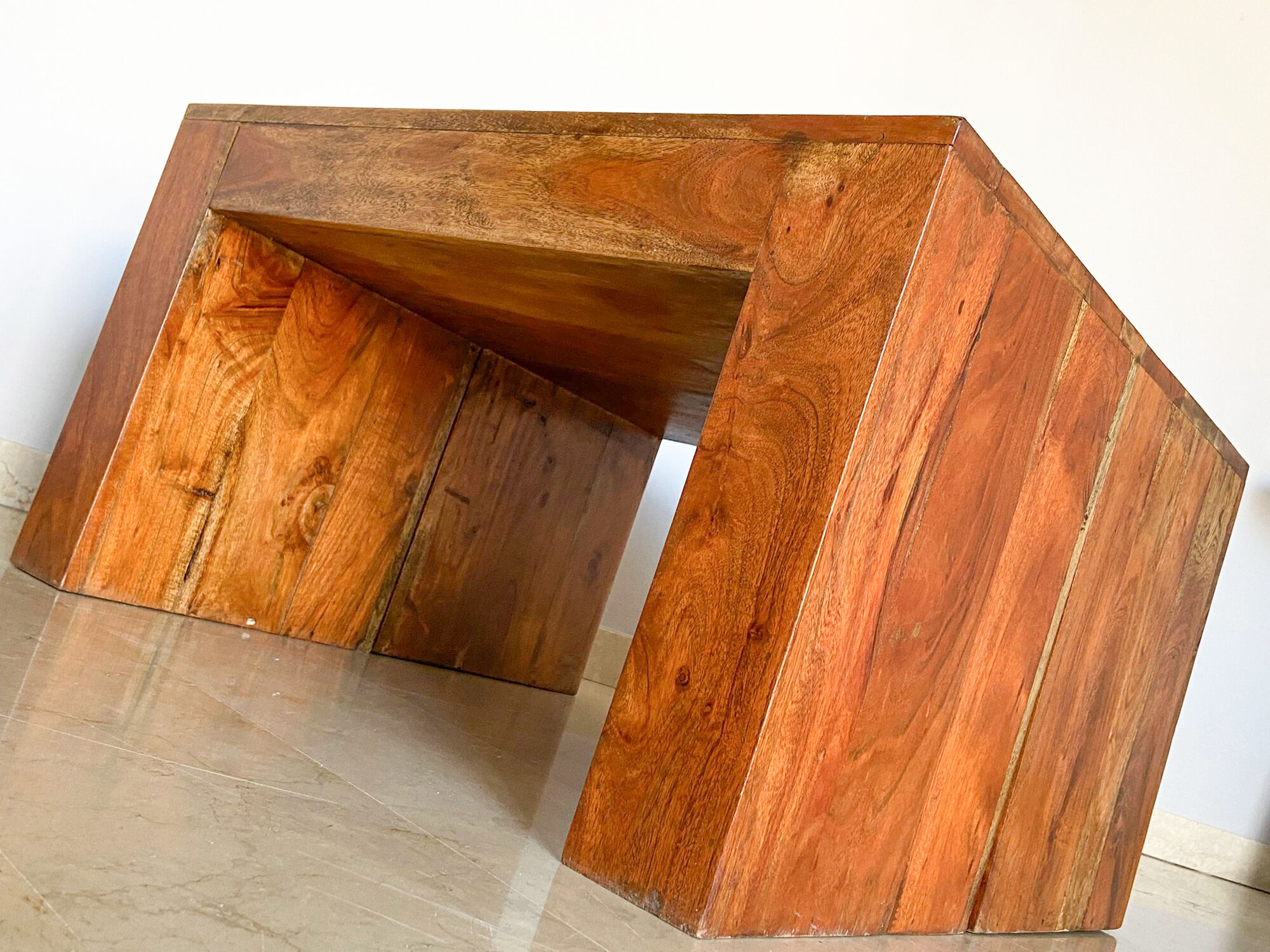 Set dining table plus 2 benches in solid teak wood, Italy 1970s