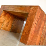Set table à manger et 2 bancs en bois de teck massif, Italie années 1970