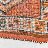 3x11 Orange and Beige Long Wide Runner, Handwoven Wool Runner, 92x336Cm