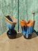 "Pair of vintage glazed ceramic vases – blue flamed glaze – ann"