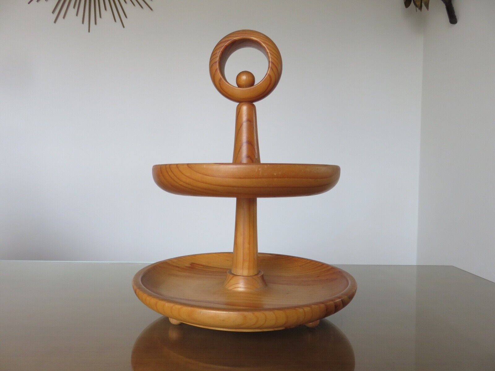 Scandinavian wooden servant 60s 70s