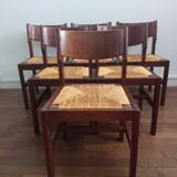 Elm and straw chairs by Maison Regain