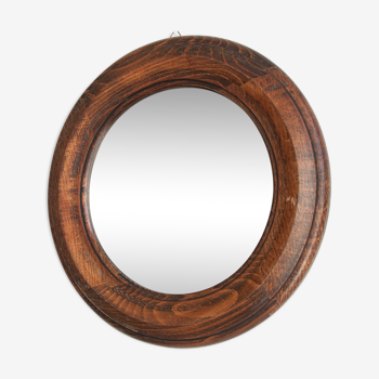 Wooden round mirror - 35cm