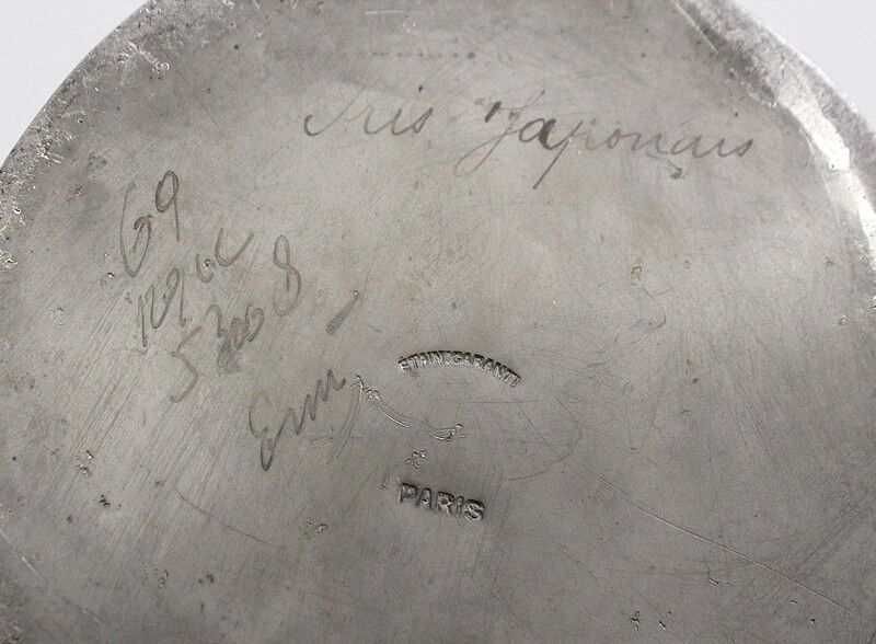 Pewter vase, "Young woman picking a water lily", signed P. Jean, Art Nouveau early twentieth century