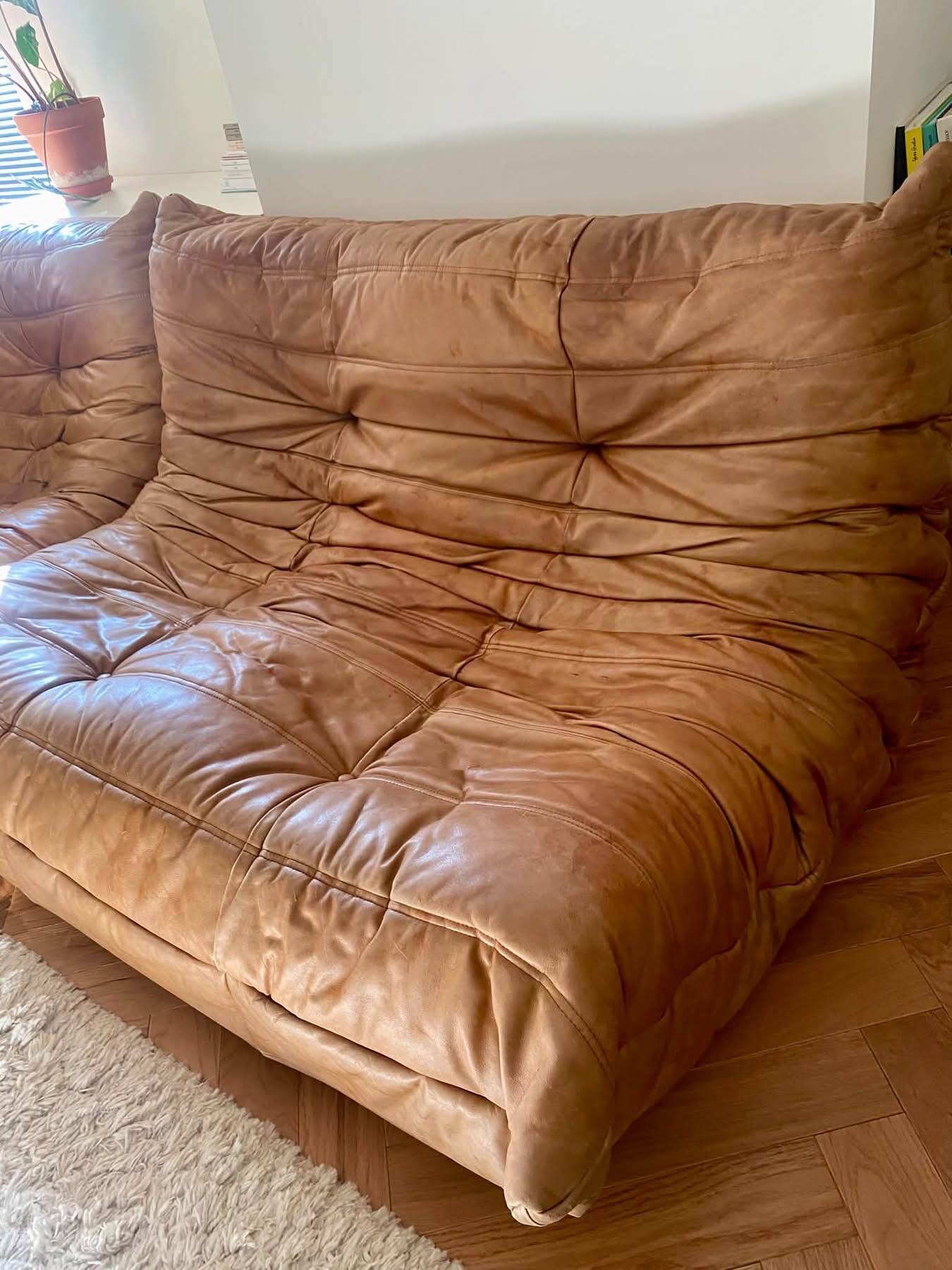 Authentic Togo sofa - cognac leather