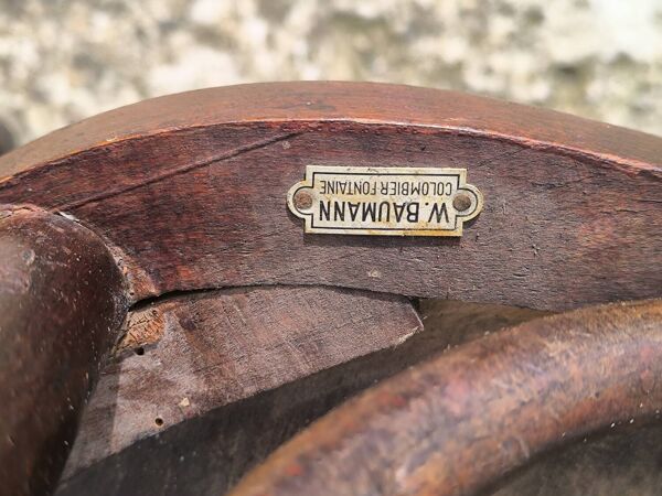 Authentique fauteuil Baumann en bois tourné vintage