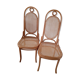 2 light wooden chairs. , seated and fluted backrest. Thonet No 17?